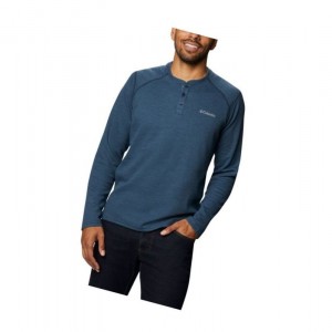 Columbia Hayden Island Henley Sweatshirt Erkek Lacivert | 63872-BWQI