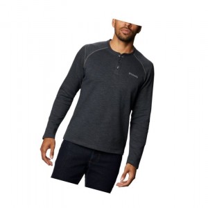 Columbia Hayden Island Henley Sweatshirt Erkek Koyu Gri | 27406-PKNR