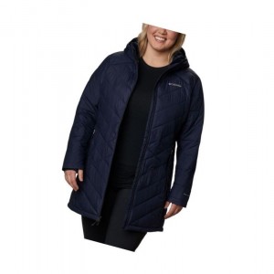 Columbia Heavenly Long Hooded Plus Size Mont Kadın Lacivert | 42507-GSZF