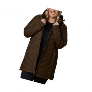 Columbia Heavenly Long Hooded Plus Size Mont Kadın Zeytin Yeşili | 18679-CAEV
