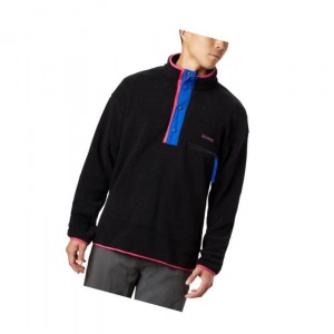 Columbia Helvetia Half-Snap Fleece Sweatshirt Erkek Siyah | 60825-NOMF