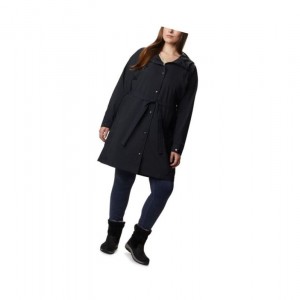 Columbia Here And There Long Trench Plus Size Mont Kadın Siyah | 87429-KORD