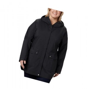 Columbia Here And There Trench Plus Size Mont Kadın Siyah | 28594-KSAM