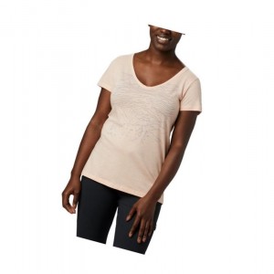 Columbia Hidden Lake V-Neck Tişört Kadın Pembe | 90215-TPNC