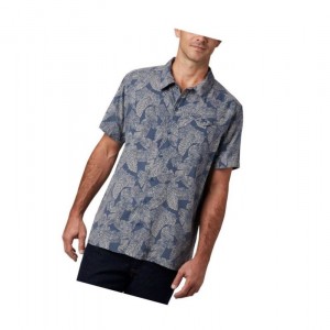 Columbia Lakeside Trail Short Sleeve Big Gömlek Erkek Koyu Mavi | 98610-EIYN
