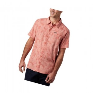 Columbia Lakeside Trail Short Sleeve Gömlek Erkek Koyu Mercan | 97310-UBRK