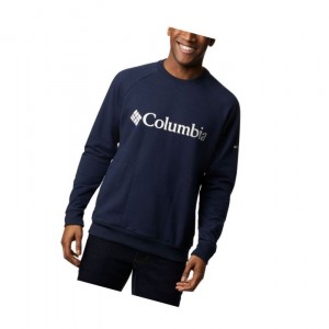 Columbia Lodge Crew Tall Sweatshirt Erkek Lacivert Beyaz | 63795-ASPH