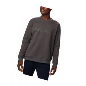 Columbia Lodge Crew Tall Sweatshirt Erkek Koyu Gri | 20615-OYEM