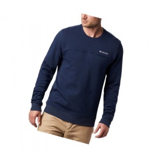 Columbia Lodge Double Knit Sweatshirt Erkek Lacivert Beyaz | 08254-EOQK