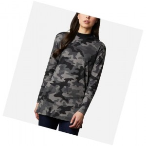 Columbia Lodge Hooded Tunic Sweatshirt Kadın Siyah Camo | 65749-AILZ