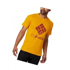 Columbia Lodge Logo Tişört Erkek Açık Altın Kırmızı | 35764-LMYK