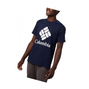 Columbia Lodge Logo Tişört Erkek Lacivert Beyaz | 78390-EDJB