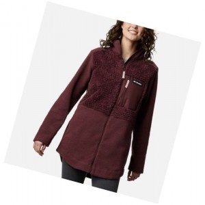 Columbia Lodge Sherpa Full Zip Fleece Mont Kadın Bordo | 97805-KESL