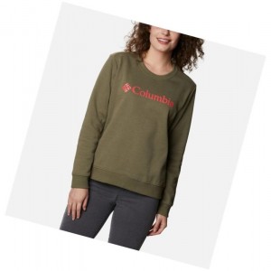 Columbia Logo Crew Top Sweatshirt Kadın Gri Yeşil | 53901-CYPQ