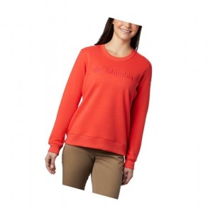 Columbia Logo Crew Top Sweatshirt Kadın Kırmızı | 39584-OFRH
