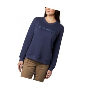 Columbia Logo Crew Top Sweatshirt Kadın Lacivert | 27931-UOBG