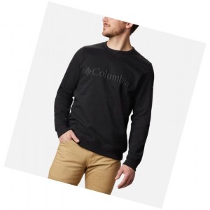 Columbia Logo Fleece Crew Sweatshirt Erkek Siyah | 91248-HJIU
