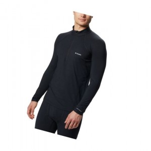 Columbia Midweight Stretch Long Sleeve Baselayer Half Zip Sweatshirt Erkek Siyah | 48159-LJSF