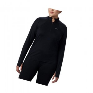 Columbia Midweight Stretch Long Sleeve Half Zip Plus Size Sweatshirt Kadın Siyah | 46085-PGVO