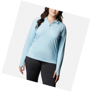 Columbia Midweight Stretch Long Sleeve Half Zip Plus Size Sweatshirt Kadın Mavi | 93487-JORQ
