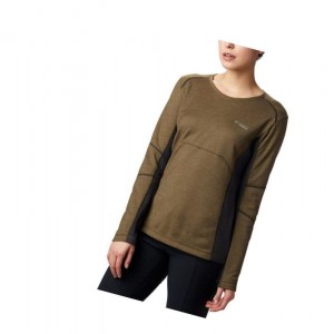 Columbia Mount Defiance Long Sleeve Knit Sweatshirt Kadın Zeytin Yeşili Siyah | 60941-SRDK