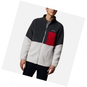 Columbia Mountainside Heavyweight Sherpa Fleece Mont Erkek Koyu Gri Mavi Kırmızı | 60395-PEAQ