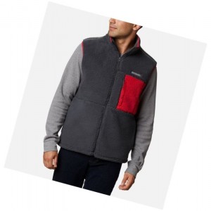 Columbia Mountainside Sherpa Fleece Yelek Erkek Koyu Gri Mavi Kırmızı | 81627-EUBR