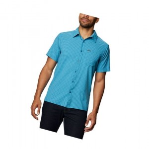 Columbia No Way Out Short Sleeve Gömlek Erkek Mavi | 57836-KPNL