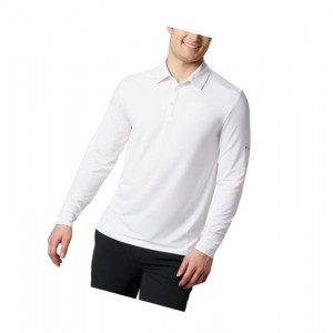 Columbia Omni-Wick Pin High LS Polo Gömlek Erkek Beyaz | 68742-CSAH