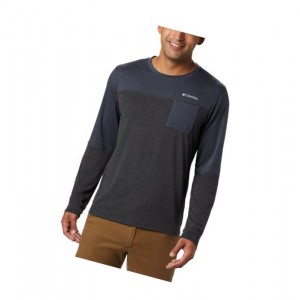 Columbia Outdoor Elements Long Sleeve Sweatshirt Erkek Mavi Koyu Gri | 50724-MGCO