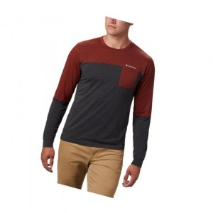 Columbia Outdoor Elements Long Sleeve Sweatshirt Erkek Kırmızı Koyu Gri | 02539-GDIK