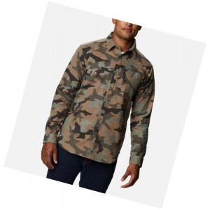 Columbia Outdoor Elements Printed Flannel Gömlek Erkek Gri Yeşil Camo | 24537-KFQH