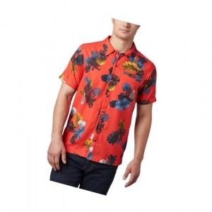 Columbia Outdoor Elements Short Sleeve Print Gömlek Erkek Kırmızı | 50639-COBP