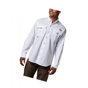Columbia PFG Bahama II Long Sleeve Big Gömlek Erkek Beyaz | 59382-MWZL