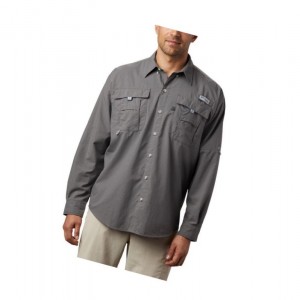 Columbia PFG Bahama II Long Sleeve Big Gömlek Erkek Gri | 25094-RUKI