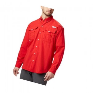 Columbia PFG Bahama II Long Sleeve Gömlek Erkek Kırmızı | 27643-ICDE