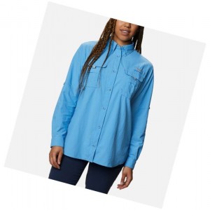 Columbia PFG Bahama Long Sleeve Gömlek Kadın Mavi | 84560-VRDW