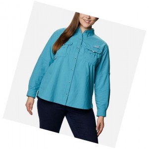 Columbia PFG Bahama Long Sleeve Plus Size Gömlek Kadın Mavi | 95316-LNXM