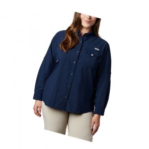 Columbia PFG Bahama Long Sleeve Plus Size Gömlek Kadın Lacivert | 24380-IANQ
