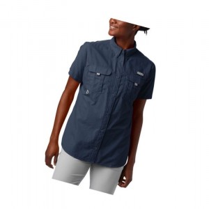 Columbia PFG Bahama Short Sleeve Gömlek Kadın Lacivert | 89132-SDNW