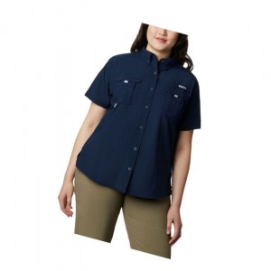 Columbia PFG Bahama Short Sleeve Plus Size Gömlek Kadın Lacivert | 84576-CPTE
