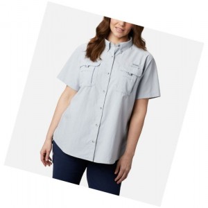 Columbia PFG Bahama Short Sleeve Plus Size Gömlek Kadın Gri | 69524-TLEQ