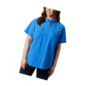 Columbia PFG Bahama Short Sleeve Plus Size Gömlek Kadın Mavi | 65082-GXSP