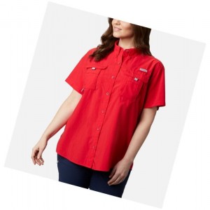 Columbia PFG Bahama Short Sleeve Plus Size Gömlek Kadın Kırmızı | 54718-KPMS