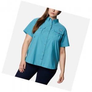 Columbia PFG Bahama Short Sleeve Plus Size Gömlek Kadın Mavi | 53487-QGIB