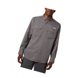 Columbia PFG Blood and Guts III Long Sleeve Woven Big Gömlek Erkek Gri | 58901-JKGP