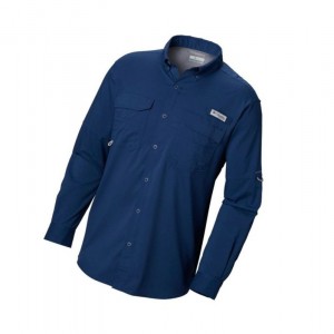 Columbia PFG Blood and Guts III Long Sleeve Woven Big Gömlek Erkek Koyu Gri | 49601-RVQL
