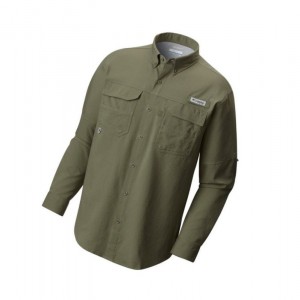 Columbia PFG Blood and Guts III Long Sleeve Woven Gömlek Erkek Gri Yeşil | 26307-QLCR