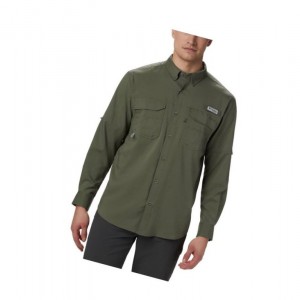 Columbia PFG Blood and Guts III Long Sleeve Woven Big Gömlek Erkek Gri Yeşil | 19604-ENKW