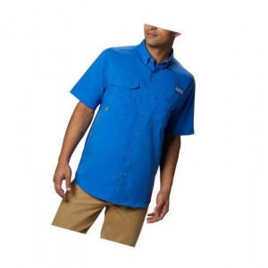 Columbia PFG Blood and Guts III Short Sleeve Woven Gömlek Erkek Mavi | 36894-BDXV